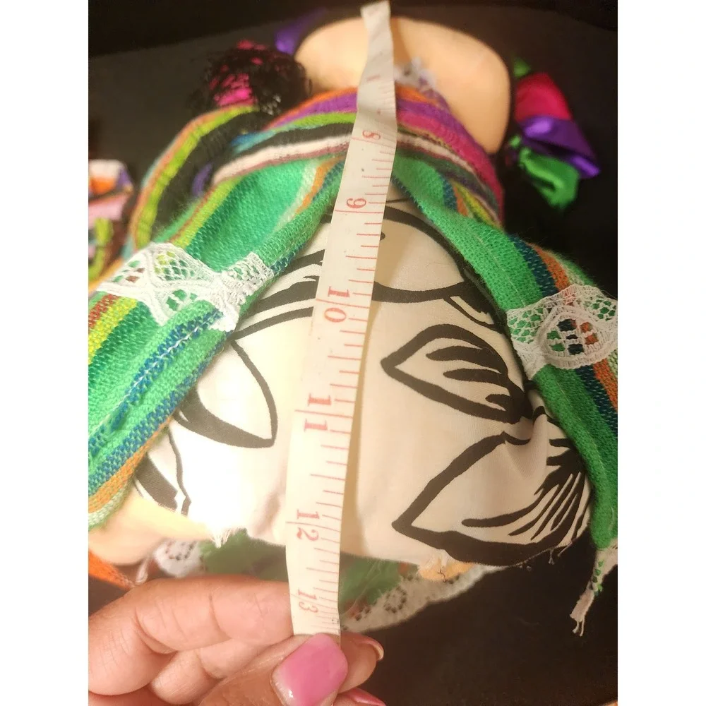 Mexican Maria Doll Handcrafted Rag Doll Colorful Ribbon Headdress 13